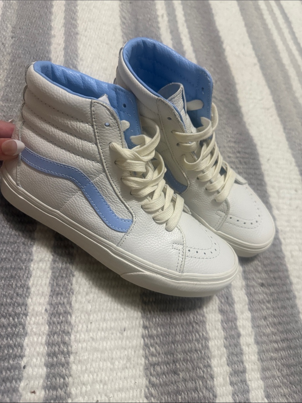 Vans White Sneakers with Light Blue Interior